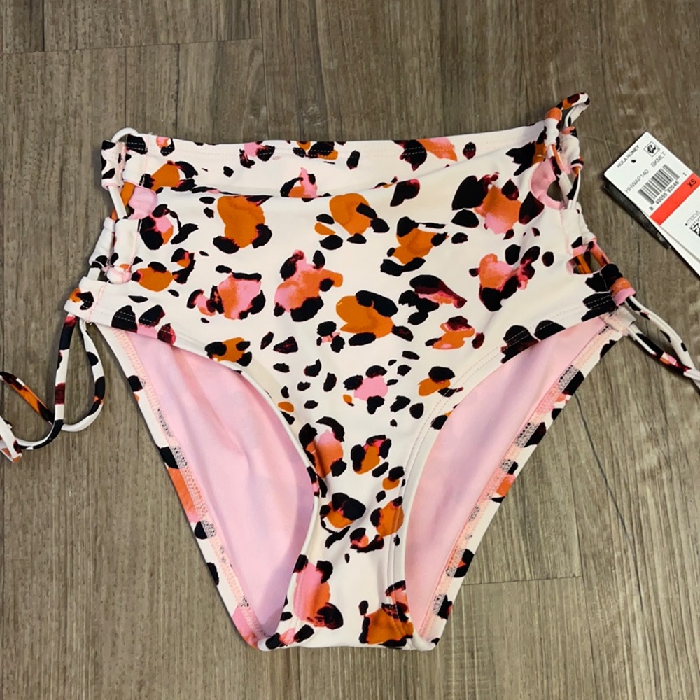 Macys Pink leopard print high waist bikini bottom